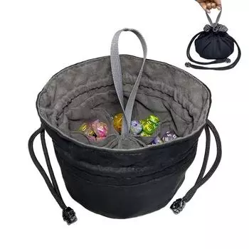 Сумка для игральных костей, тканевый чехол для хранения, высококачественный бархатный чехол, уникальный дизайн, большая вместимость, удобная переноска для игровых аксессуаров DND RPG чёрный