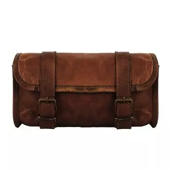 Сумка для инструментов из натуральной кожи для мотоцикла, винтажная, с 2 ремнями и пряжкой, коричневая, на руль, сумка для инструментов Sissy Bar, сворачивающаяся, 10 дюймов -