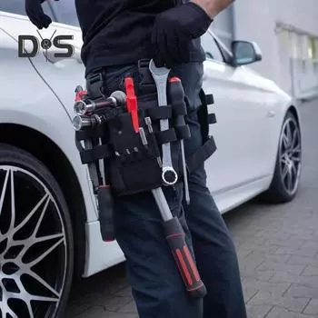 Сумка для инструментов, поясная кобура большой емкости Z-образной формы с зажимом для ремня, износостойкая, компактная сумка для электриков и мастеров чёрный