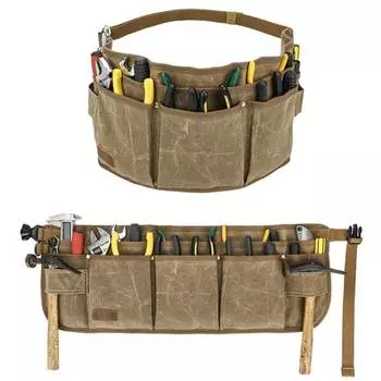Сумка для инструментов с несколькими карманами, устойчивая к царапинам, износостойкая, водонепроницаемый, быстросъемный карманный ремень для инструментов для электрика-плотника хаки