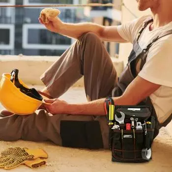 Сумка для инструментов с несколькими карманами, гладкой застежкой-молнией, боковым крючком, устойчивой к царапинам, прочной несущей способностью, водонепроницаемой, набором инструментов для наружных работ, отверткой и ключом