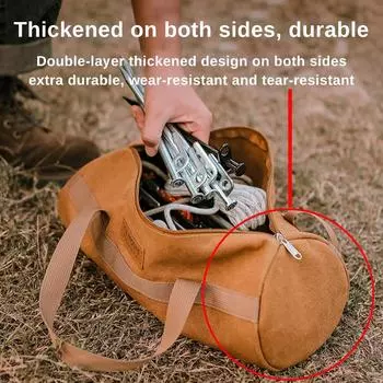 Сумка для инструментов, сумка для хранения принадлежностей для кемпинга, сумка для хранения ветровой веревки для палатки, портативная сумка для кемпинга с гвоздями, круглая сумка коричневый