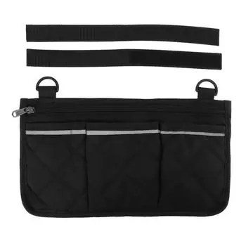 Сумка для инвалидной коляски из водонепроницаемого полиэстера с несколькими карманами, боковой карман для инвалидной коляски для использования на открытом воздухе чёрный