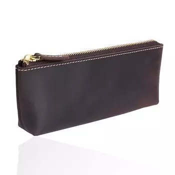 Сумка для карандашей, большой взрослый чехол, изготовленный только из верхней поверхности YKK, кожаный карандаш, настоящий деловой темный [Kameto Manufacturing]