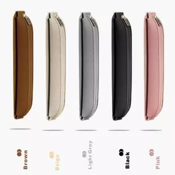 Сумка для карандашей из искусственной кожи, однотонный симпатичный чехол для хранения одной ручки, с эластичными школьными принадлежностями, офисными ручками, защитный чехол чёрный