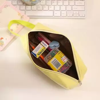 Сумка для карандашей конфетного цвета, симпатичная сумка для хранения для мальчиков и девочек, холщовый пенал для канцелярских принадлежностей, сумка для карандашей в школу белый