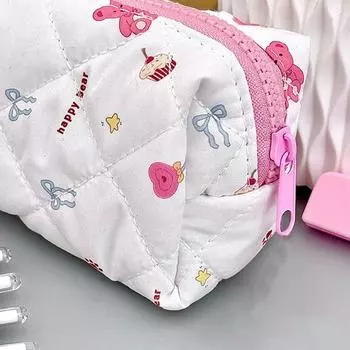 Сумка для карандашей с рисунком медведя из мультфильма, большая, симпатичная, вместительная, пенал для макияжа, сумка для хранения канцелярских принадлежностей для школьников, школьные принадлежности