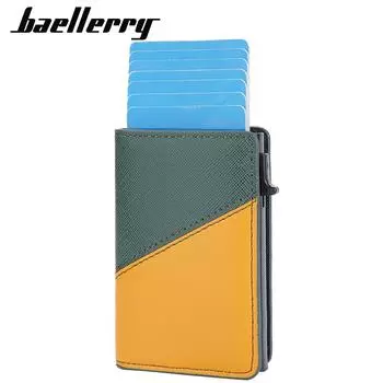 Сумка для карт Baellerry, мужской хит-цвет, боковой нажим, RFID, алюминиевая коробка, держатель для карт, тонкий антимагнитный держатель для карт