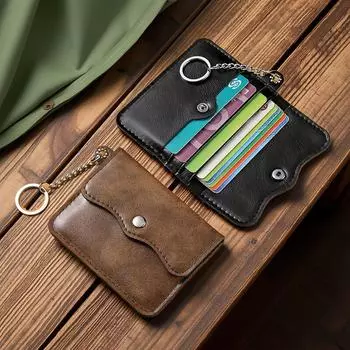 Сумка для карт в стиле ретро с 4 отделениями, компактная и портативная, с прикрепленным брелком для ключей, что делает путешествия более удобными кофейный