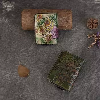 Сумка для карт, женская винтажная тисненая монетница, мини-кошелек большой емкости с отделением для нескольких карт белый/серый