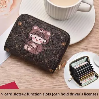 Сумка для карточек с большой вместимостью и несколькими отделениями для карточек, симпатичный мини-набор женских водительских прав с защитой от размагничивания Ordinary