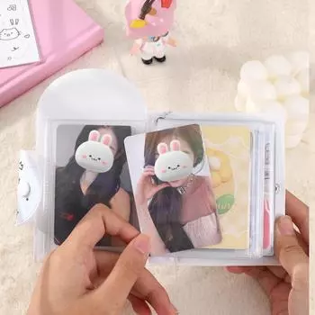 Сумка для карточек с милым кроликом и кошкой, Kawaii, портативный ПВХ, Kpop, Star, фотоальбом для карточек с полым окном, держатель для карт Idol