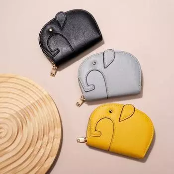 Сумка для карточек в виде слона, кошелек на молнии, держатель для карточек, мини-кошелек из искусственной кожи для отдыха на открытом воздухе зелёный