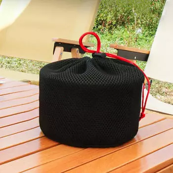 Сумка для кемпинга, органайзер для столовых приборов, противоударная посуда с черным шнурком для пляжного барбекю 14cmx16cm