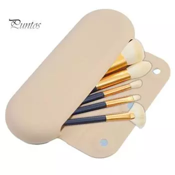 Сумка для кистей для макияжа, силиконовый держатель для кистей для макияжа, портативная косметичка с магнитной застежкой для путешествий домой хаки