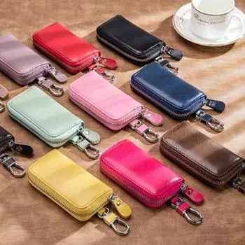 Сумка для ключей из натуральной кожи из коровьего спилка, мини-кошелек, чехол для ключей от машины, держатель для ключей, органайзер, сумка для мужчин и женщин зелёный