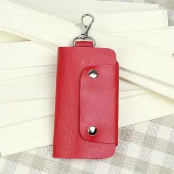 Сумка для ключей мужская и женская кожаная поясная подвесная многофункциональная универсальная сумка для хранения простая домашняя сумка для ключей от машины чехол для ключей red