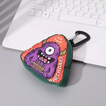 Сумка для ключей с мультяшным принтом, застежка-молния и карабин, закрывающийся на застежку, портативный стиль в стиле хип-хоп