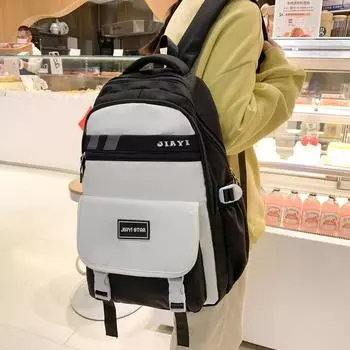 Сумка для книг большой емкости в стиле колледжа, женский школьный рюкзак, студенческий рюкзак чёрный