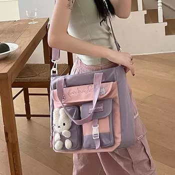 Сумка для книг для школьников, большая вместимость, женская сумка для средней школы, рюкзак через плечо