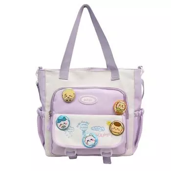 Сумка для книг для учеников младших классов средней школы, сумка через плечо с вышивкой для девочек, сумка через плечо с цветными блоками