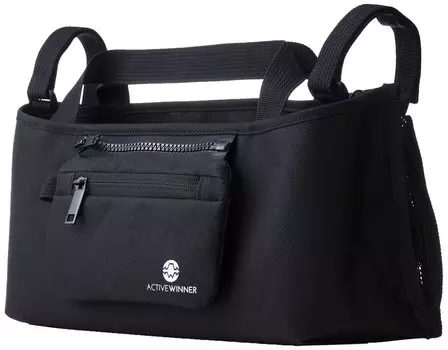 Сумка для коляски Active Winner с подстаканником и карманом-органайзером чёрный