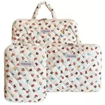 Сумка для компьютера с милым мишкой и цветами и ручкой, чехол для ноутбука. Сумка для ноутбука с мягкой подкладкой подходит для ноутбука и ноутбука 13 15 дюймов. Style 3