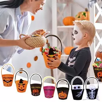 Сумка для конфет на Хэллоуин, 3D-сумка для паука, переносное тканевое ведро, детская сумка для конфет One Size