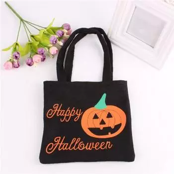 Сумка для конфет на Хэллоуин Кошелек или жизнь Детская сумка для конфет Тыква Паук Сумка-тоут на Хэллоуин с ручкой Подарочная сумка для вечеринок Сувениры для вечеринок чёрный