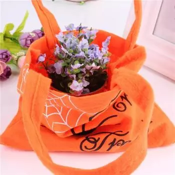 Сумка для конфет на Хэллоуин Кошелек или жизнь Детская сумка для конфет Тыква Паук Сумка-тоут на Хэллоуин с ручкой Подарочная сумка для вечеринок Сувениры для вечеринок чёрный