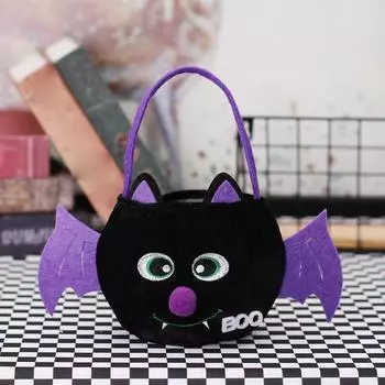 Сумка для конфет на Хэллоуин, праздничная большая сумка, легкая, удобная для переноски, сумка для сладостей, подарок для детей, декор для вечеринки фиолетовый/чёрный