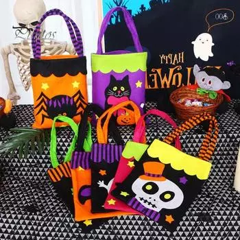 Сумка для конфет на Хэллоуин с ручками, тыква, привидение, летучая мышь, сумка для сладостей, праздничный подарочный пакет, держатель для подарков на вечеринку в честь Хэллоуина C
