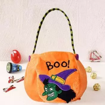 Сумка для конфет на Хэллоуин, ведро для сладостей, сумка с тыквой, многоразовая корзина для сладостей на Хэллоуин с узором ведьмы, сумка для детских сладостей чёрный