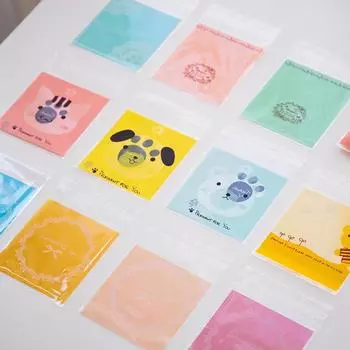 Сумка для конфет, прозрачные самоклеящиеся пакеты, сумка из полипропилена, декор для вечеринки для свадьбы, маленькое печенье, 100 шт., полиэтиленовый пакет на день рождения, 7x7 + 3 см, аксессуар для ювелирных изделий в виде печенья 15