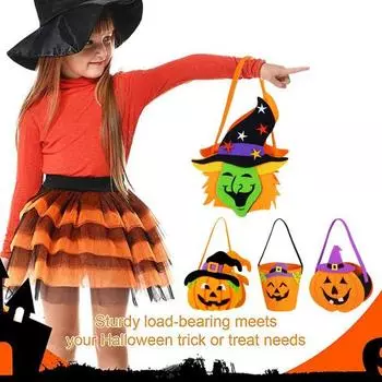 Сумка для конфет в виде тыквы на Хэллоуин, нетканый мешок для сладостей или трюков, сумки для хранения подарков на Хэллоуин, сумка для закусок в виде тыквы на вечеринку C