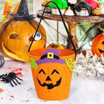 Сумка для конфет в виде тыквы на Хэллоуин, нетканый мешок для сладостей или трюков, сумки для хранения подарков на Хэллоуин, сумка для закусок в виде тыквы на вечеринку C