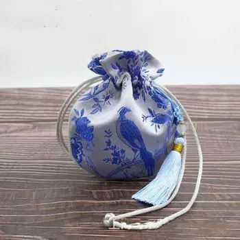 Сумка для конфет, вышитая сумка на шнурке, кошелек для монет, тканевая сумка для хранения, холщовая сумка в китайском стиле, свадьба F