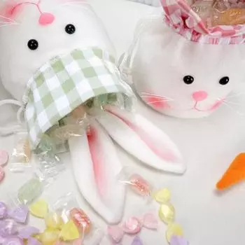 Сумка для конфет Yousheng Bunny, пасхальный подарочный пакет с завязкой, сумка для подарков в виде кролика с длинными ушами, многоразовая сумка для хранения подарков, игрушек, сувениров для вечеринок розовый