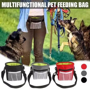 Сумка для кормления домашних животных, сумка для дрессировки домашних животных, удобная многофункциональная сумка для закусок для собак большой вместимости One Size чёрный