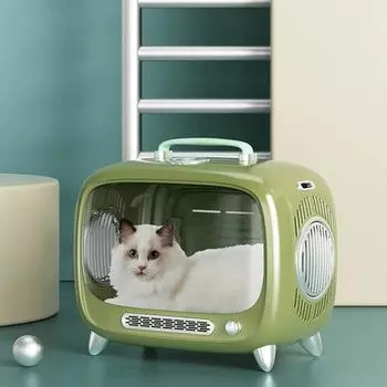 Сумка для кошек TV Cat Bag для домашних животных, сумка для переноски домашних животных, вентилируемая сумка, большая клетка для кошек, прозрачный рюкзак для транспортировки зелёный