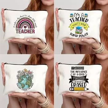 Сумка для косметички из холста с рисунком учителя из мультфильма - Портативная дорожная косметичка