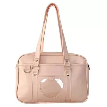 Сумка для косплея для женщин и девочек, прозрачная, с сердечком, из искусственной кожи, школьная сумка Jk, регулируемый ремень, сумка через плечо в стиле аниме, шикарная сумка для поездок на работу светло-синий