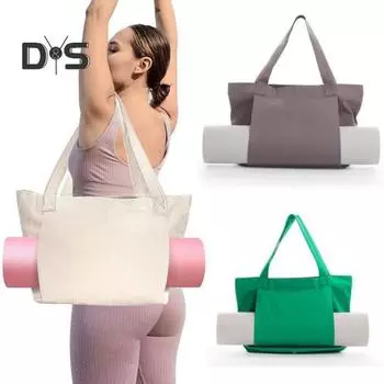 Сумка для коврика для йоги и пилатеса, многофункциональная, вместительная, холщовая сумка, портативное оборудование для тренировок на открытом воздухе, сумка для переноски на плече абрикосовый