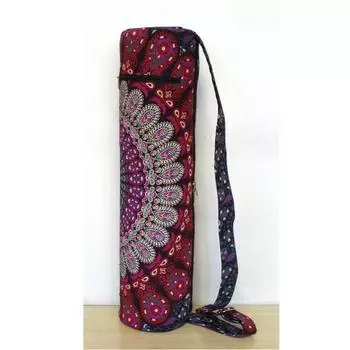 Сумка для коврика для йоги из хлопчатобумажной ткани, спортивная спортивная сумка ручной работы, сумка для переноски, сумка для пилатеса, сумка для фитнеса, сумка для упражнений L-26 Inch, Dia-6 Inch разноцветный