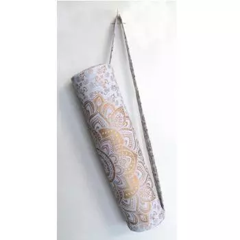 Сумка для коврика для йоги Mandala из белого золота с регулируемым ремешком, сумка для индийского коврика для йоги, спортивная спортивная сумка ручной работы, сумка-переноска, сумка для пилатеса, сумка для фитнеса L-26 Inch, Dia-6 Inch разноцветный