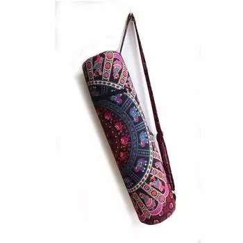 Сумка для коврика для йоги Mandala, сумка для индийского коврика для йоги, спортивная спортивная сумка ручной работы, сумка для переноски, сумка для пилатеса, сумка для фитнеса, сумка для упражнений L-26 Inch, Dia-6 Inch разноцветный