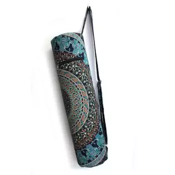 Сумка для коврика для йоги Mandala, сумка для индийского коврика для йоги, спортивная спортивная сумка ручной работы, сумка для переноски, сумка для пилатеса, сумка для фитнеса, сумка для упражнений L-26 Inch, Dia-6 Inch разноцветный