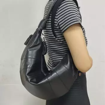 Сумка для круассанов с шоколадом LEMAIREL из овчины - Нейтральная модная сумка высокого класса подмышкой 41x26x7 cm with logo темно-коричневого