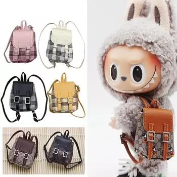 Сумка для кукол Labubu Macaron Barbies Blythes и 20 см плюшевой куклы и 1/6 BJD холщовый рюкзак 01