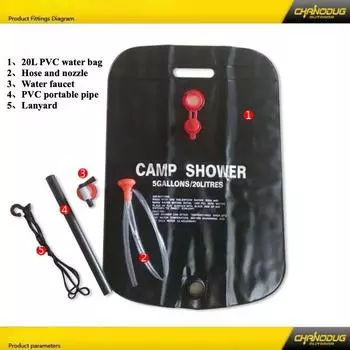 Сумка для купания на открытом воздухе, 20 л, сумка для хранения воды на солнечной батарее, для полевого душа, переносного охлаждающего разбрызгивателя XS